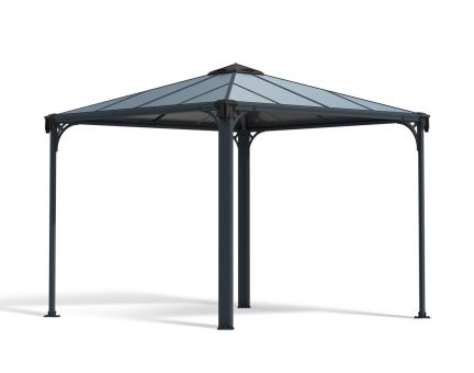 Palermo 3m x 3m Garden Gazebo in Grey Aluminium with Polycarbonate Roof