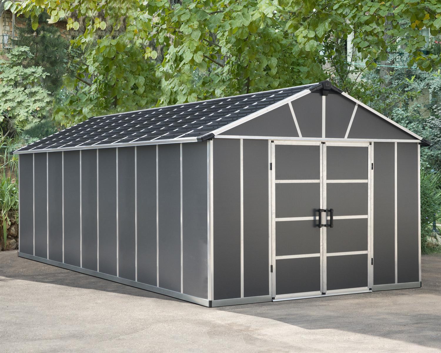 Large Garden Shed Yukon 11 ft. x 21.3 ft. Dark Grey Polycarbonate Multiwalls And Aluminium Frame