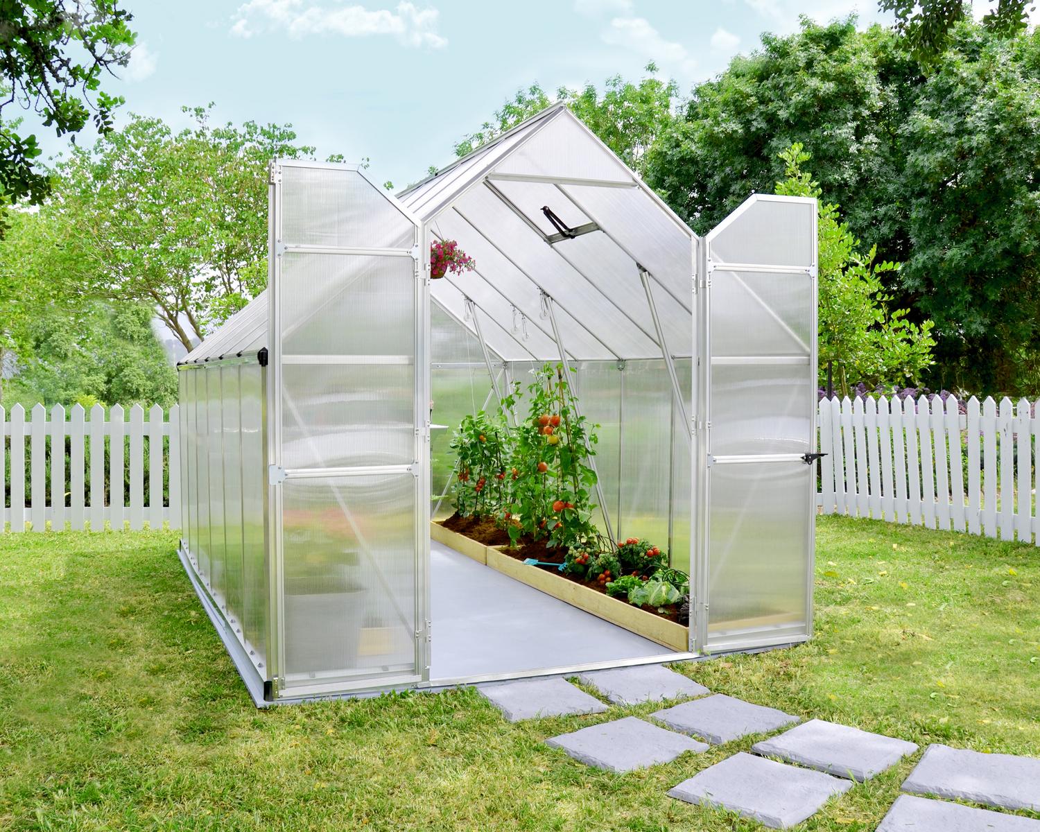 Greenhouse Essence 8' x 12' Kit - Silver Structure & Multiwall Glazing