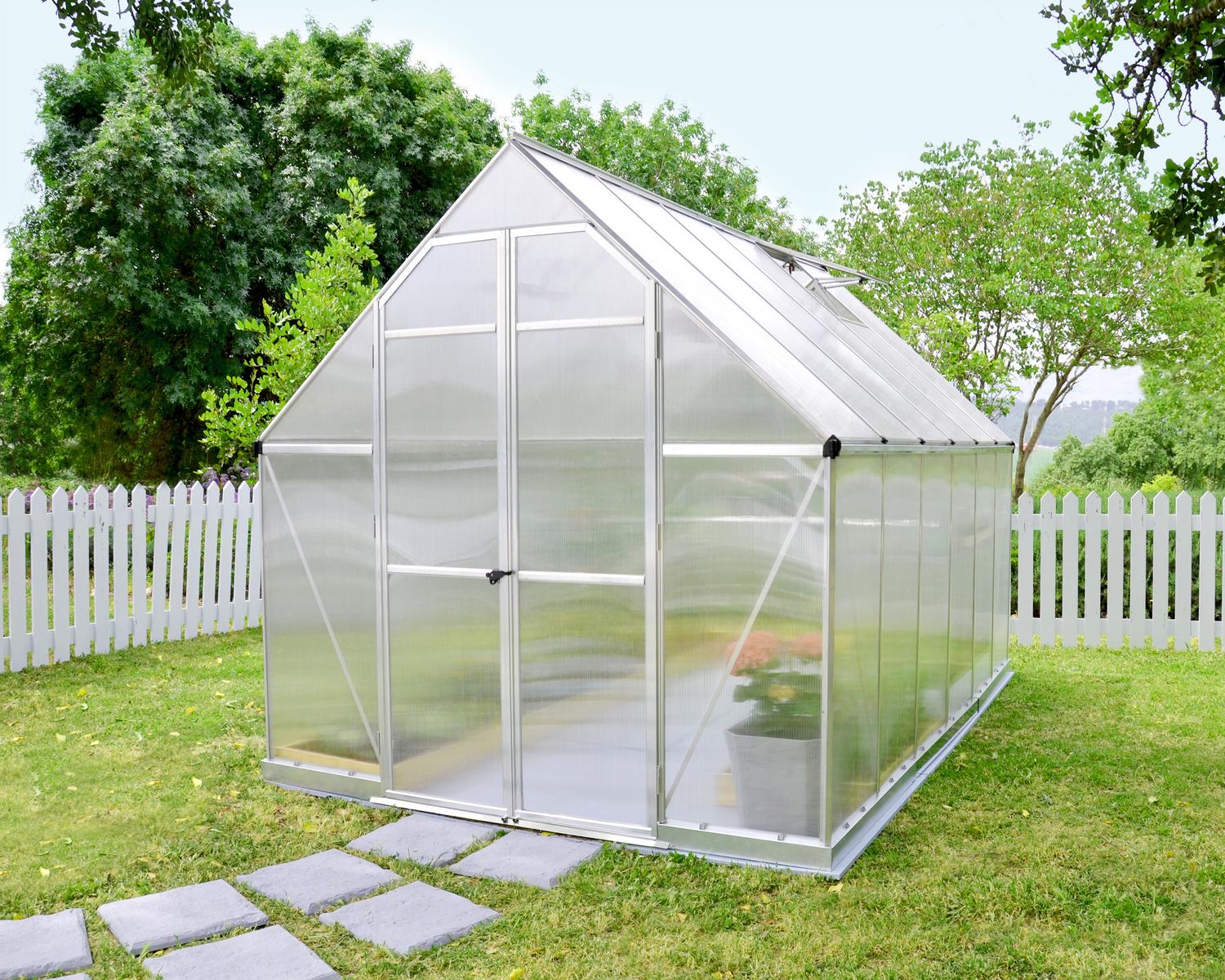 Greenhouse Essence 8' x 12' Kit - Silver Structure & Multiwall Glazing