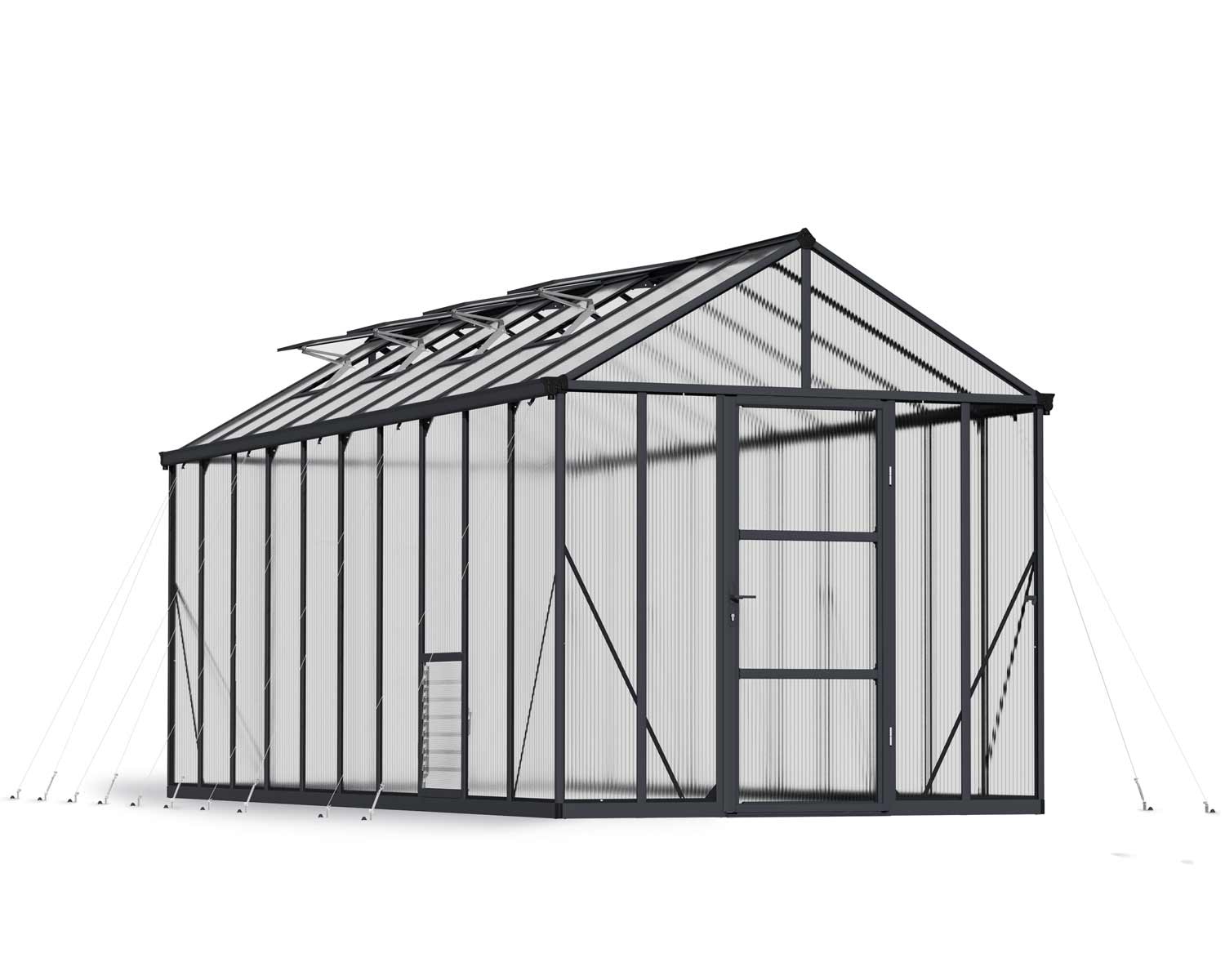 Greenhouse Glory 8' x 20' Kit - Grey Structure & Multiwall Glazing