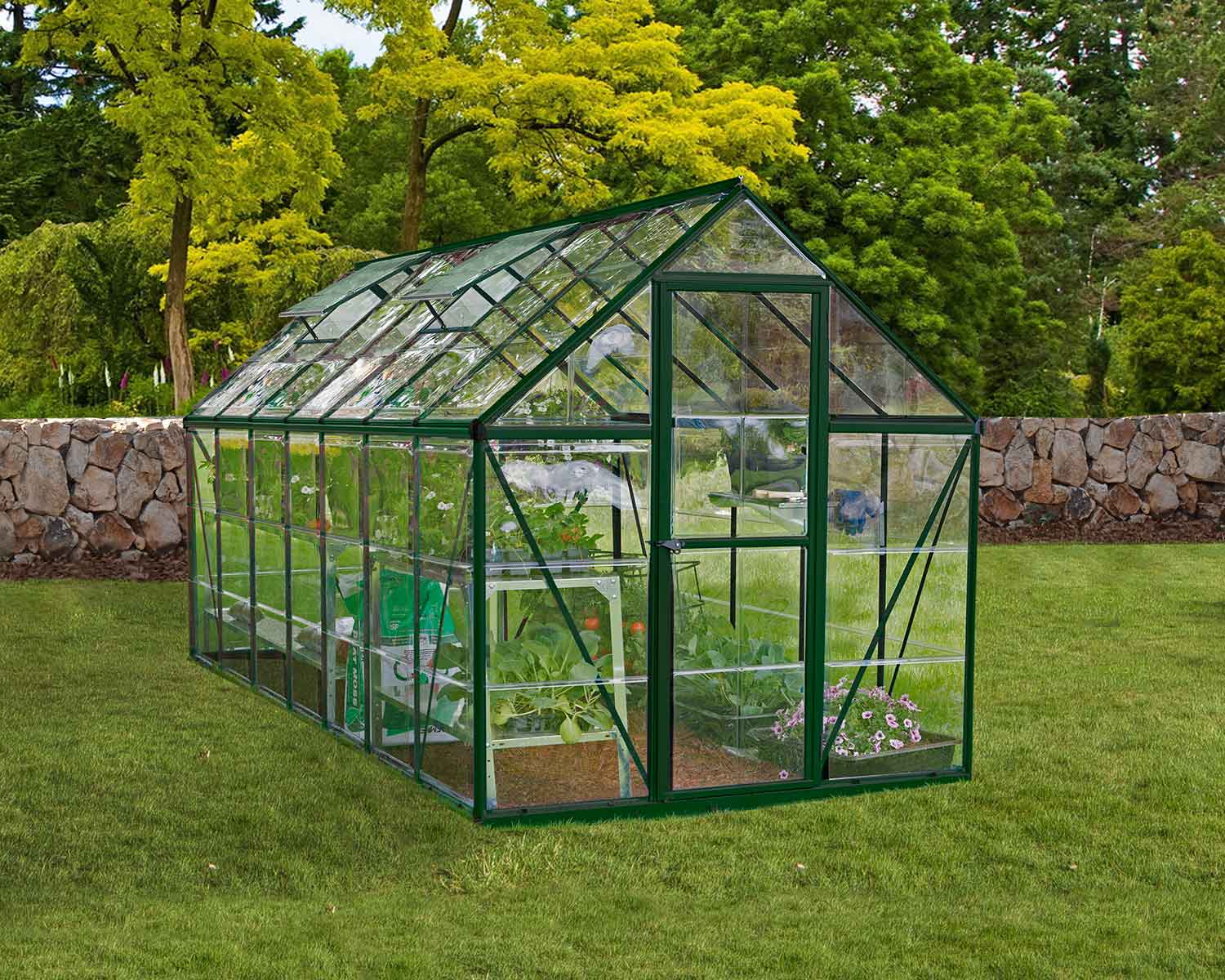 Greenhouse Harmony 6' x 14' Kit - Green Structure & Clear Glazing