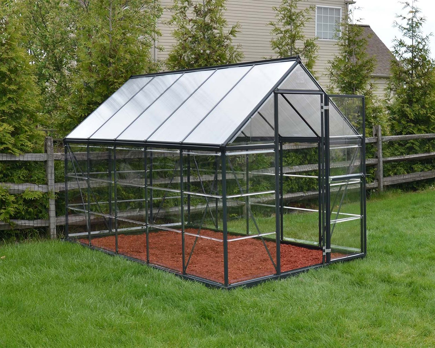 Greenhouse Hybrid 6' x 10' Kit - Grey Structure & Hybrid Glazing