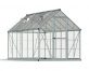 6ft x 12ft silver Hybrid greenhouse with clear polycarbonate panels and an aluminum frame, showcasing a spacious and modern structure
