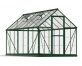 6ft x 14ft green Hybrid greenhouse with clear polycarbonate panels and an aluminum frame