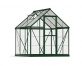 6ft x 6ft green Hybrid greenhouse featuring clear polycarbonate panels and a durable aluminum frame
