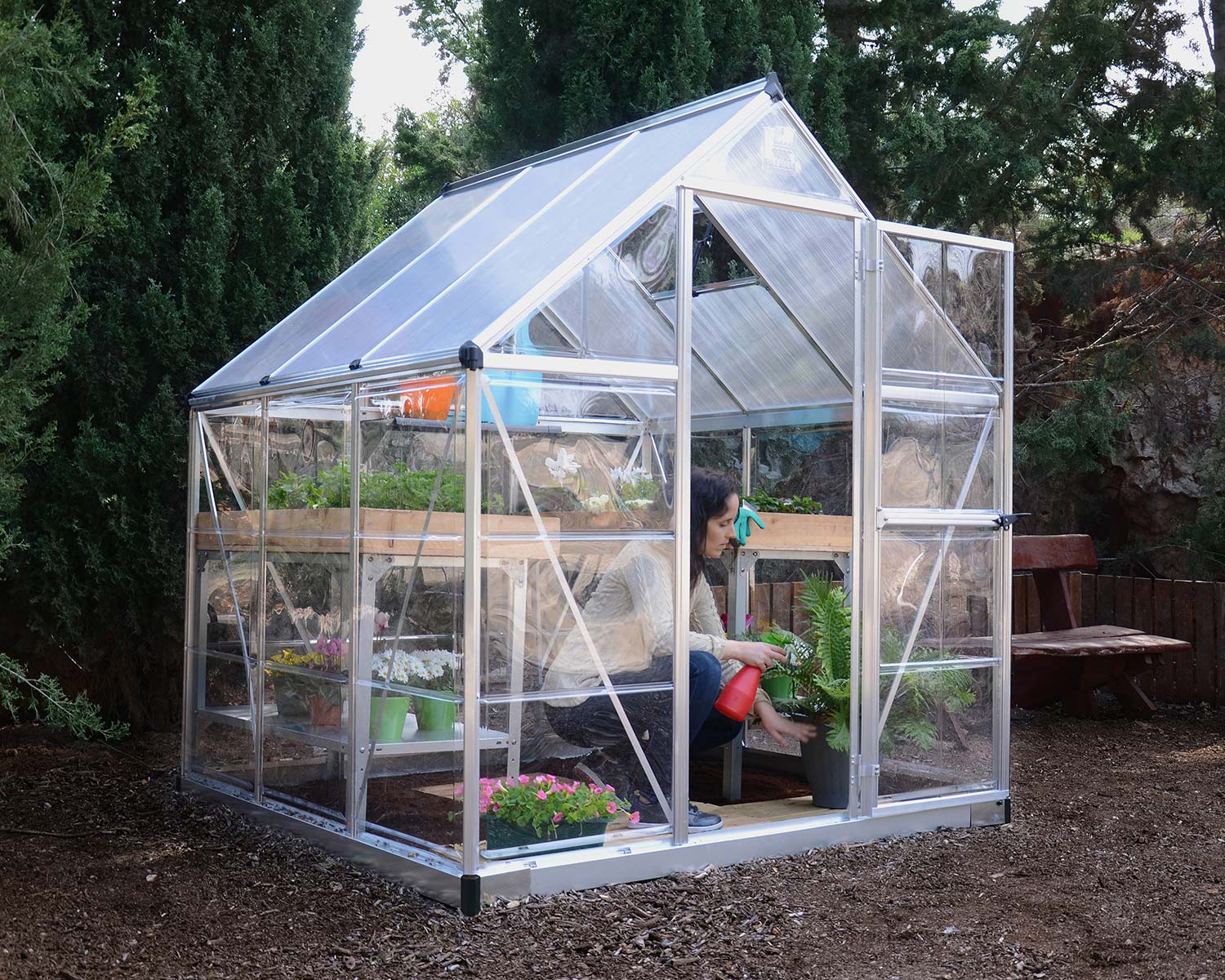 Greenhouse Hybrid 6' x 6' Kit - Silver Structure & Hybrid Glazing