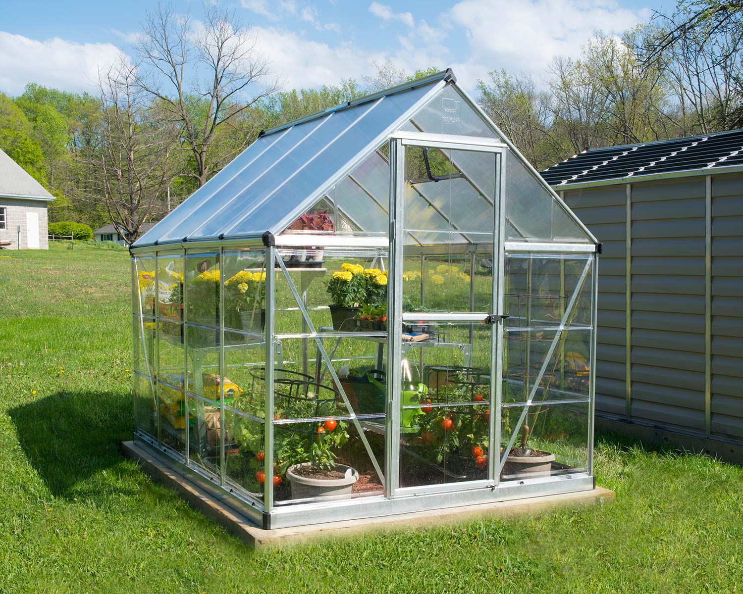 Greenhouse Hybrid 6' x 8' Kit - Silver Structure & Hybrid Glazing