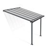 Feria 10 ft. x 10 ft. Grey Aluminium Patio Cover With 2 Posts, Clear Twin-Wall Polycarbonate Roof Panels.