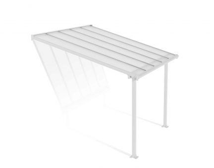 Feria 10 ft. x 10 ft. White Aluminium Patio Cover With 2 Posts, Clear Twin-Wall Polycarbonate Roof Panels.