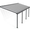 Feria 10 ft. x 24 ft. Grey Aluminium Patio Cover With 4 Posts, Clear Twin-Wall Polycarbonate Roof Panels