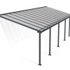 Feria 10 ft. x 28 ft. Grey Aluminium Patio Cover With 5 Posts, Clear Twin-Wall Polycarbonate Roof Panels