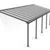 Feria 10 ft. x 30 ft. Grey Aluminium Patio Cover With 5 Posts, Clear Twin-Wall Polycarbonate Roof Panels.