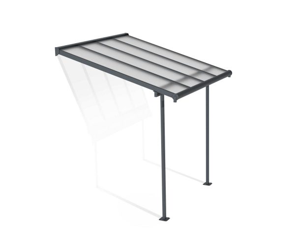 Sierra 7 ft. x 7 ft. Grey Aluminium Patio Cover With 2 Posts, Clear Twin-Wall Polycarbonate Roof Panels.