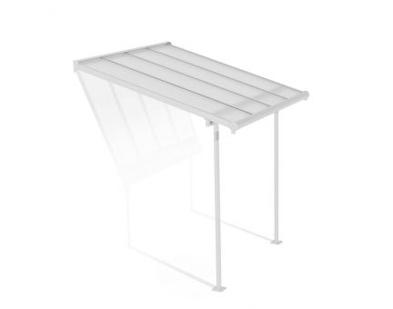 Sierra 7 ft. x 7 ft. White Aluminium Patio Cover With 2 Posts, Clear Twin-Wall Polycarbonate Roof Panels.
