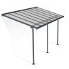 Sierra 7 ft. x 15 ft. Grey Aluminium Patio Cover With 3 Posts, Clear Twin-Wall Polycarbonate Roof Panels.