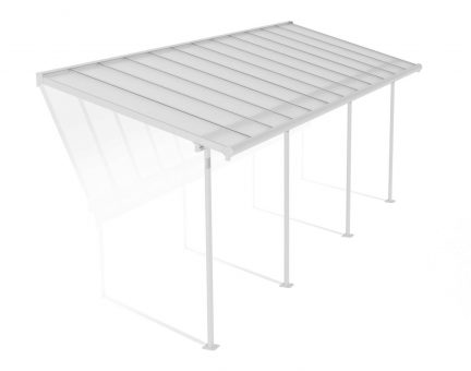 Sierra 7 ft. x 22 ft. White Aluminium Patio Cover With 4 Posts, Clear Twin-Wall Polycarbonate Roof Panels