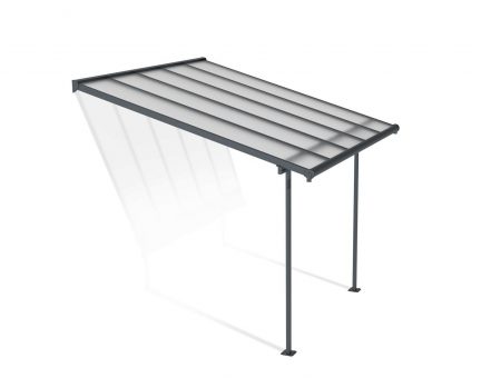 Sierra 10 ft. x 10 ft. Grey Aluminium Patio Cover With 2 Posts, Clear Twin-Wall Polycarbonate Roof Panels.