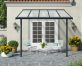 Grey Aluminium Patio Cover with Clear twin-wall polycarbonate roof panels protect garden furniture