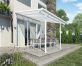 White Aluminium Patio Cover with Clear twin-wall polycarbonate roof panels protect garden furniture