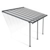 Sierra 10 ft. x 14 ft. Grey Aluminium Patio Cover With 3 Posts, Clear Twin-Wall Polycarbonate Roof Panels.