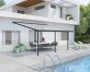 Grey Aluminium Patio Cover With Clear twin-wall polycarbonate roof panels on Beside Pool Patio protect garden furniture