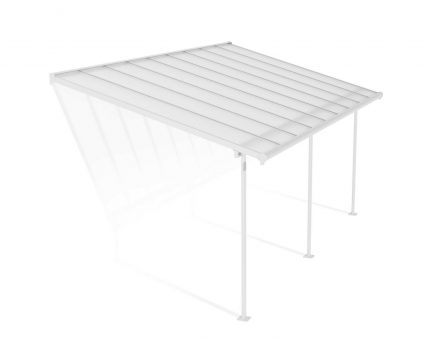 Sierra 10 ft. x 18 ft. White Aluminium Patio Cover With 3 Posts, Clear Twin-Wall Polycarbonate Roof Panels.