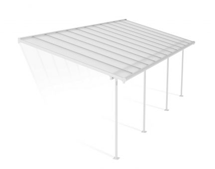 Sierra 10 ft. x 24 ft. White Aluminium Patio Cover With 4 Posts, Clear Twin-Wall Polycarbonate Roof Panels