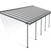 Sierra 10 ft. x 28 ft. Grey Aluminium Patio Cover With 5 Posts, Clear Twin-Wall Polycarbonate Roof Panels