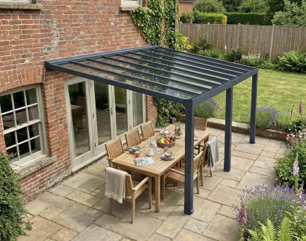 Stockholm Patio Cover 3.4m x 6m - Grey Aluminium Frame & Clear Polycarbonate