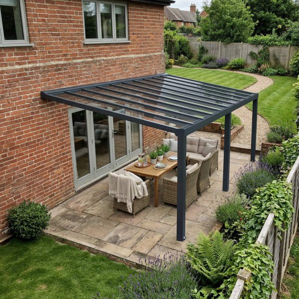 Palram Patio Covers Stockholm 3.4x7.4 Grey Clear Main 1 UK