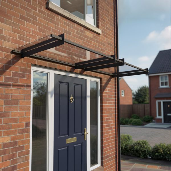 Palram Canopia Door Awnings Nancy 3x10 1x3 Grey Clear Main UK