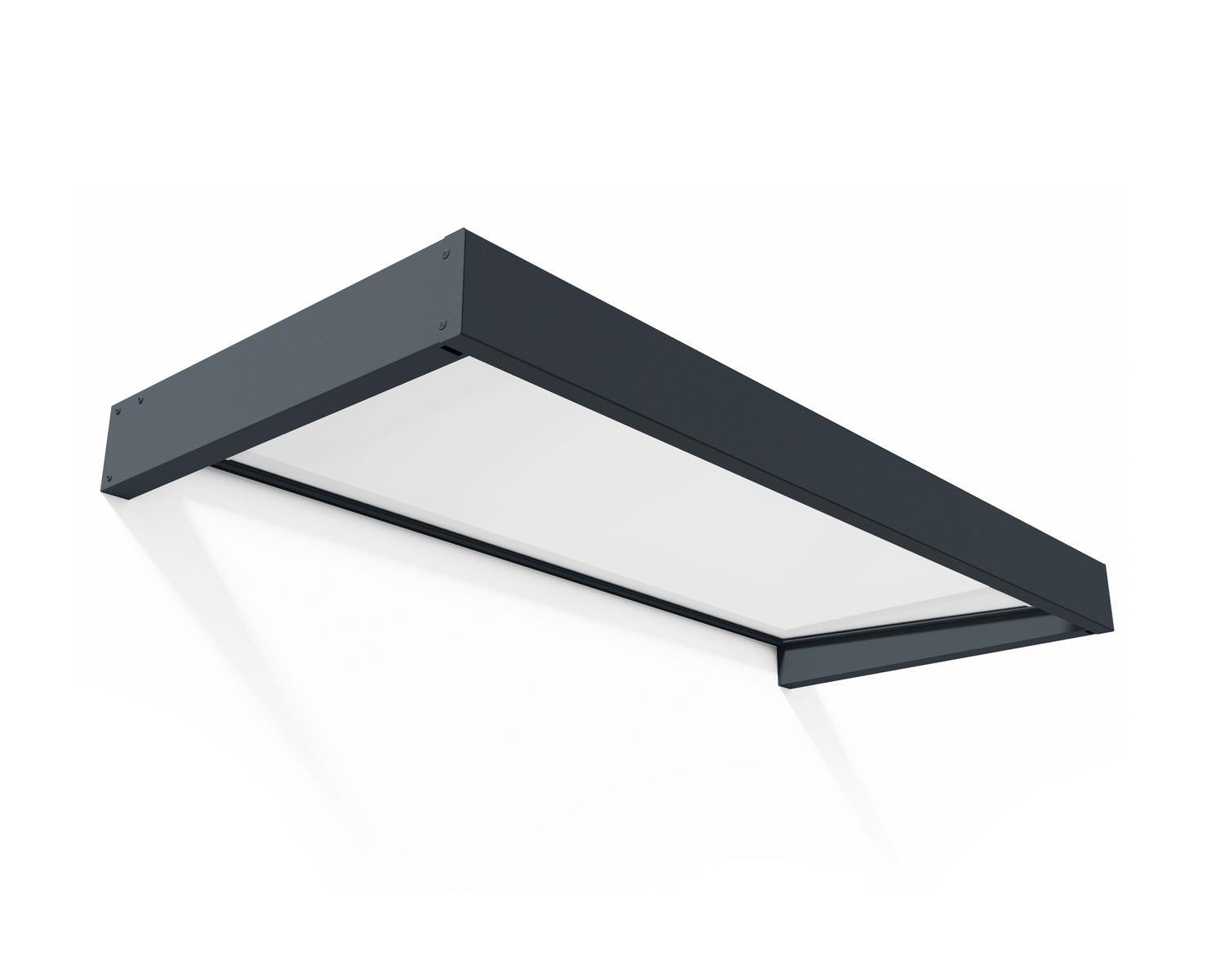 Grey Sophia 2m x 0.9m door canopy with clear polycarbonate panels, offering stylish and reliable protection for doorways