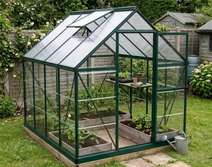 Hybrid 6 ft. x 8 ft. Greenhouse Kit - Green Structure & Hybrid Panels