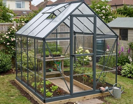 Hybrid 6 ft. x 8 ft. Greenhouse Kit - Grey Structure & Hybrid Panels