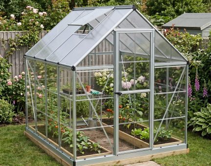 Hybrid 6 ft. x 8 ft. Greenhouse Kit - Silver Structure & Hybrid Panels