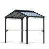 Black Austin 1.8m x 2.4m garden gazebo with a polycarbonate roof and aluminium frame, providing stylish outdoor shelter