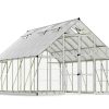 10ft x 16ft silver Balance greenhouse with aluminum frame and clear polycarbonate panels, showcasing its spacious interior