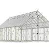 10ft x 24ft silver Balance greenhouse with an aluminum frame and clear polycarbonate panels, showcasing its spacious interior and modern design