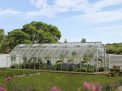 10ft x 32ft silver Balance greenhouse with an aluminum frame and clear polycarbonate panels, offering a spacious gardening space