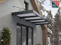 Sophia XL Grey and White door canopy (3.79m x 1.4m) with clear polycarbonate panels for durable entryway protection