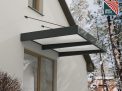 Sophia XL 1.92m x 1.4m door canopy in grey with white panels, offering spacious and durable protection for entryways