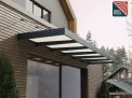 Sophia XL Grey 5.65m x 1.4m door canopy with white polycarbonate panels, offering stylish and robust protection for entrances