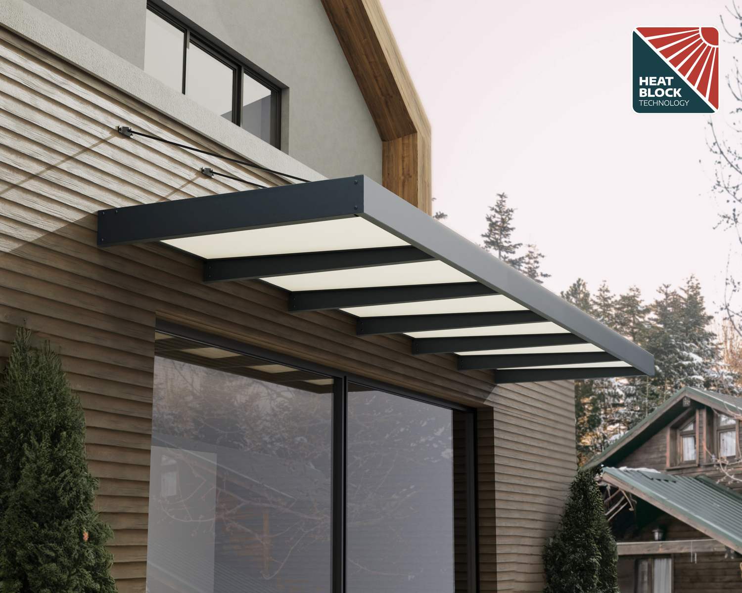 Sophia XL Grey 5.65m x 1.4m door canopy with white polycarbonate panels, offering stylish and robust protection for entrances