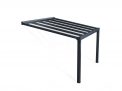 Grey Stockholm patio cover, 3.4m x 3.7m, with an aluminum frame and clear polycarbonate panels, offering reliable weather protection for outdoor spaces
