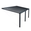 Grey Stockholm patio cover, 3.4m x 6.6m, with an aluminum frame and clear polycarbonate panels, offering shade and protection