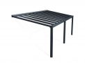 Grey Stockholm patio cover, 3.4m x 7.3m, with a strong aluminum frame and clear polycarbonate panels for outdoor shade and weather protection