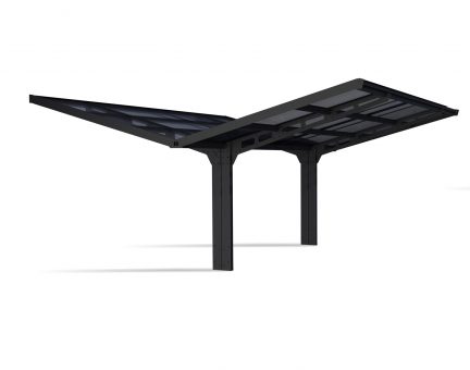 20ft x 20ft Sydney Wings Wave carport featuring a sleek black aluminum frame and a stylish grey polycarbonate roof