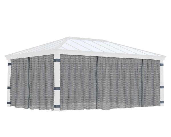 Palram Canopia Garden Gazebos Dallas 14x20 4.3x6 Netting Set CutOut