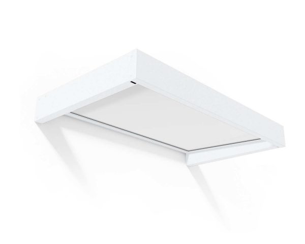 White Sophia 1.5m x 0.9m door canopy with opal-clear polycarbonate panels, providing stylish and reliable protection for entrances